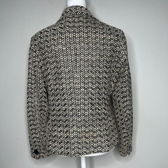 Talbots Womens Tweed Jacket Blazer Size 8 Herringbone Button Front Black & Cream - Picture 5 of 11